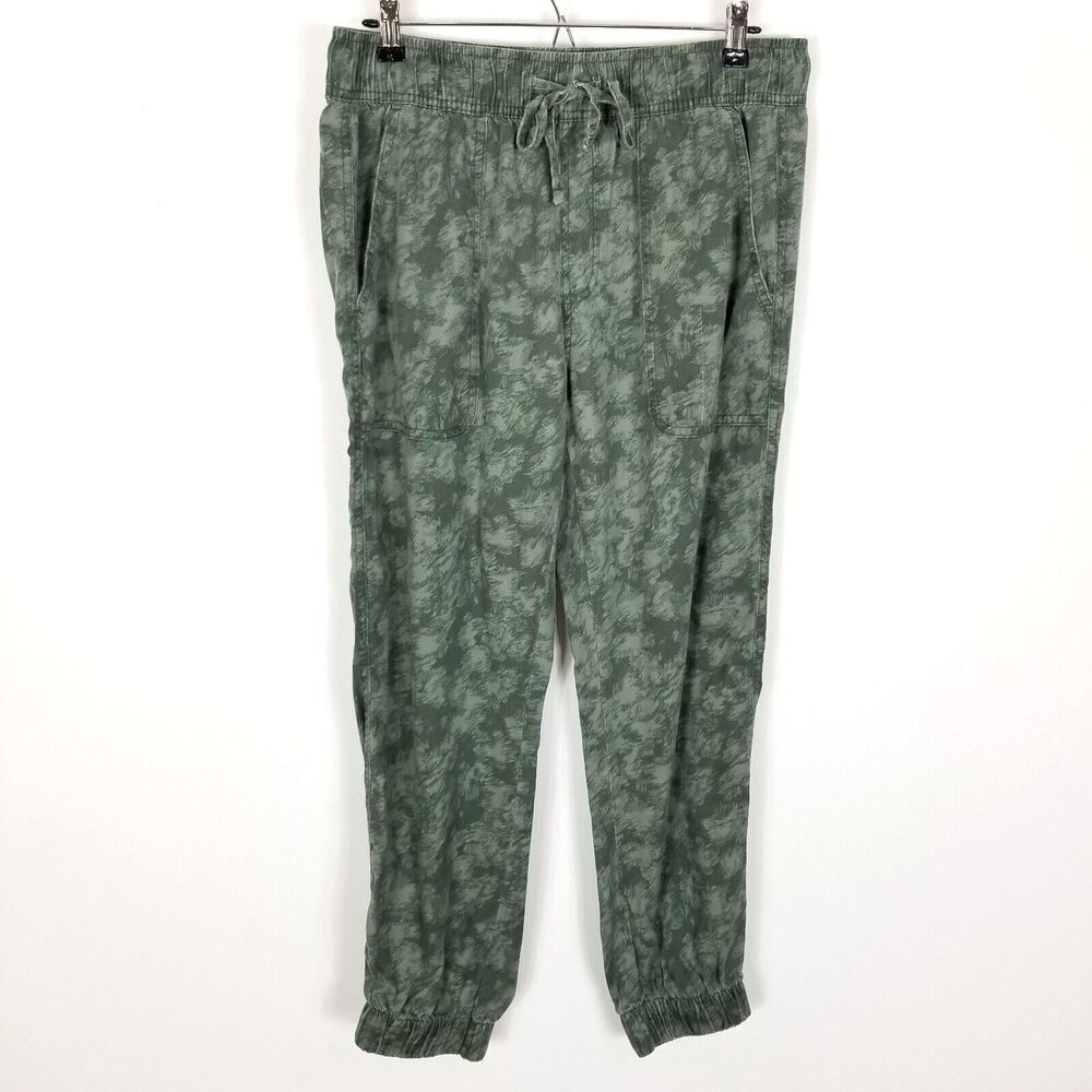 Orvis Women Midweight Relaxed Fit Tencel Jogger Pants Size M Green Camo Pull On